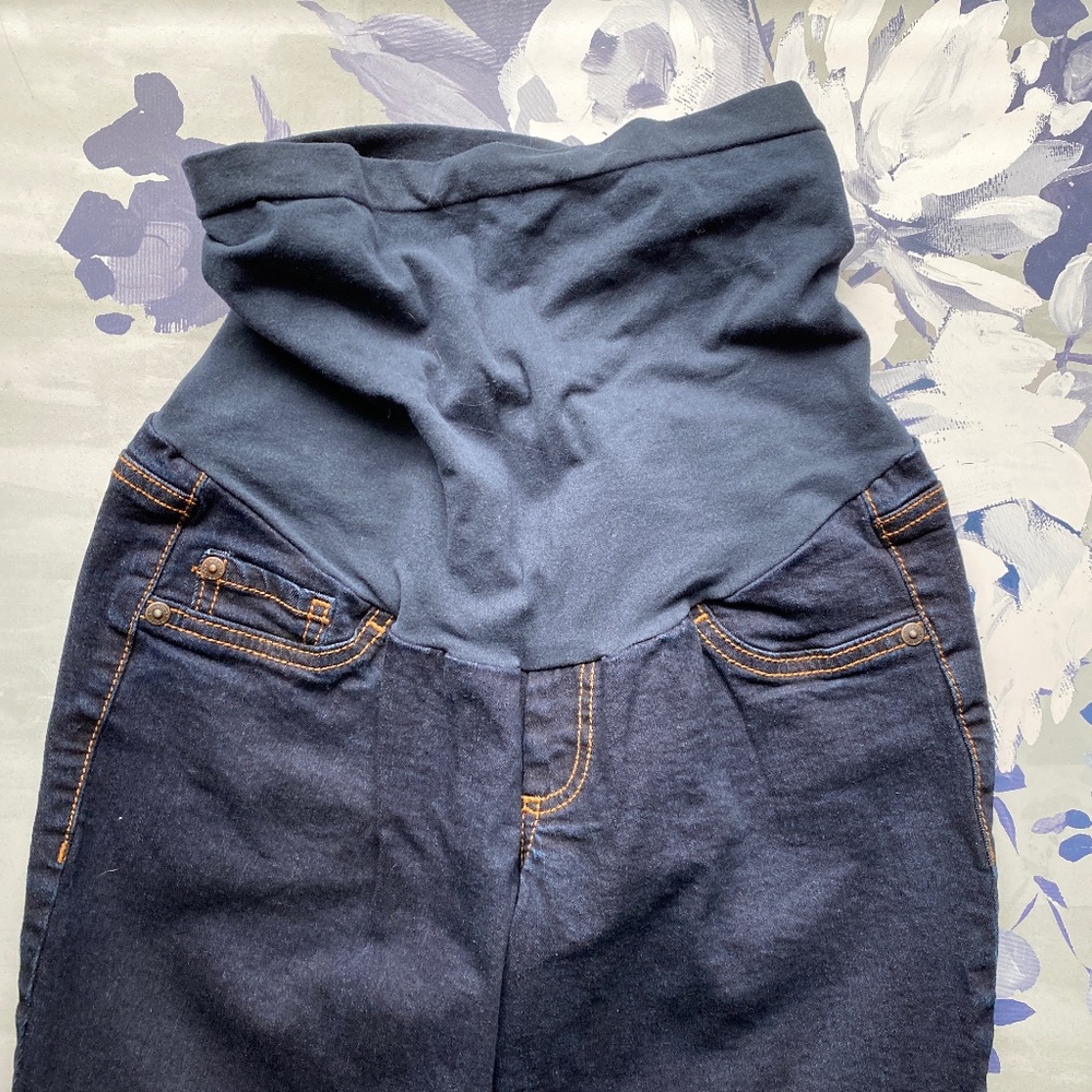 Indigo Blue Dark Wash Maternity Jeans PXS - Picture 3 of 4